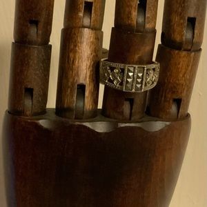 Sterling 925 Silver Marcasite Rhinestone Ring Size 8.5